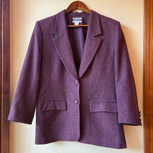 VTG Pendleton 100% Wool Blazer Mauve Purple Plum Pockets Sz 12 Old Money Crest
